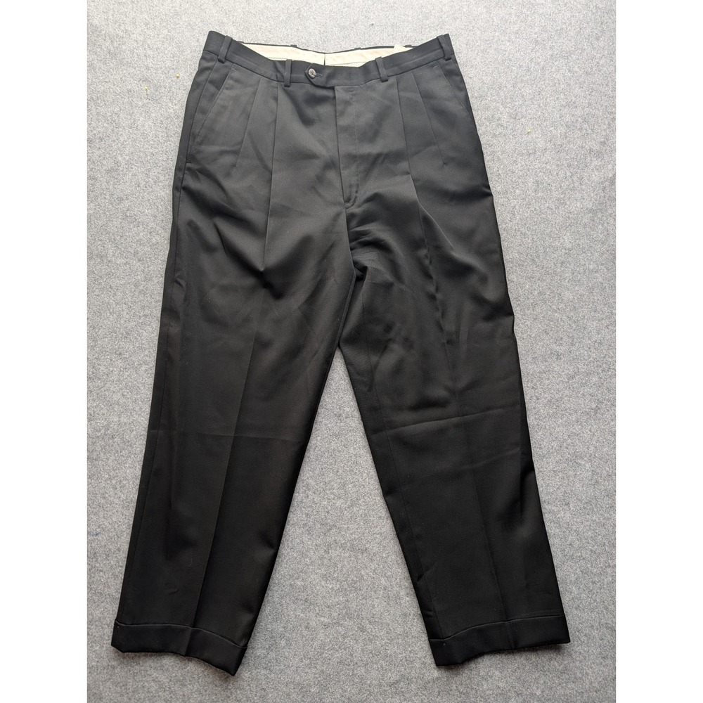Nordstrom JB Britches Pants Mens 36x28 Black Pleated Wool Dress Trousers USA